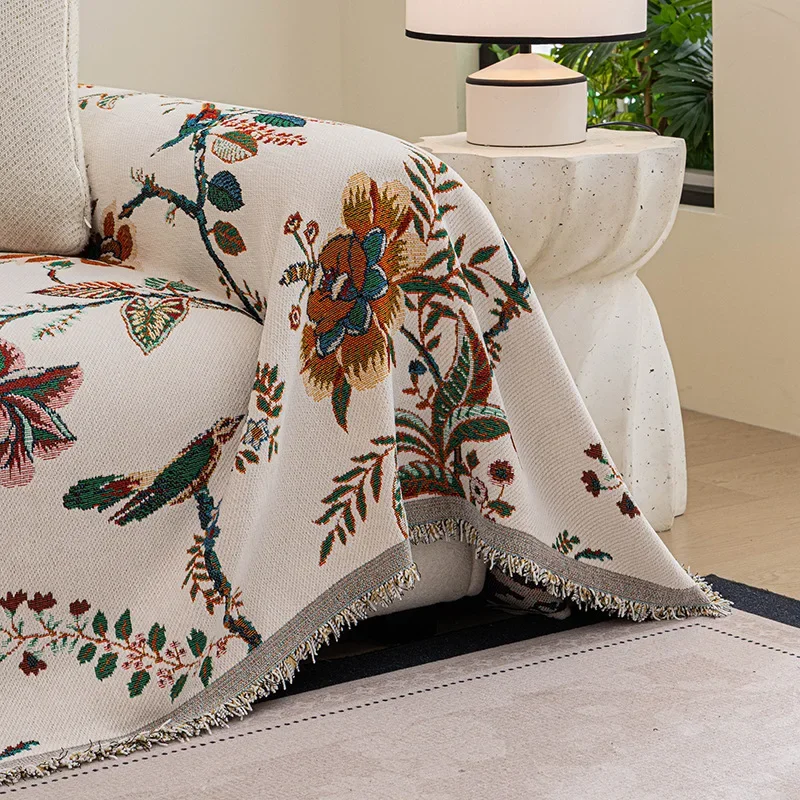 Shenier Thick Sofa Cover Retro Skin Friendly Breathable Cat Scratch Resistant Sofa Towel One Piece Full Coverage Sofa Dust Cover
