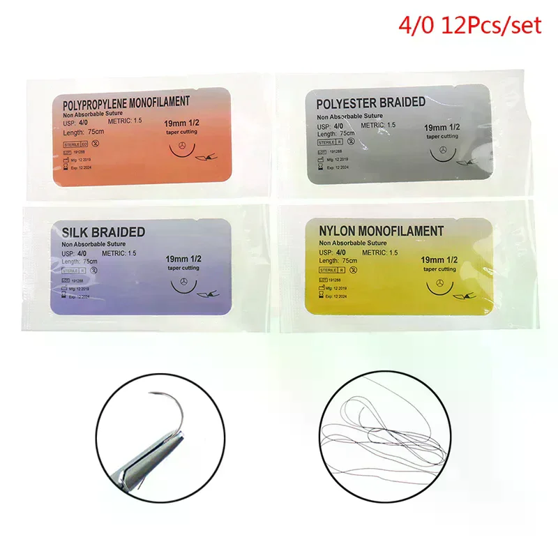 /JCS/Nylon Monofilament Silk Braided Needle Suture Thread Suture Practice Kit 12Pcs