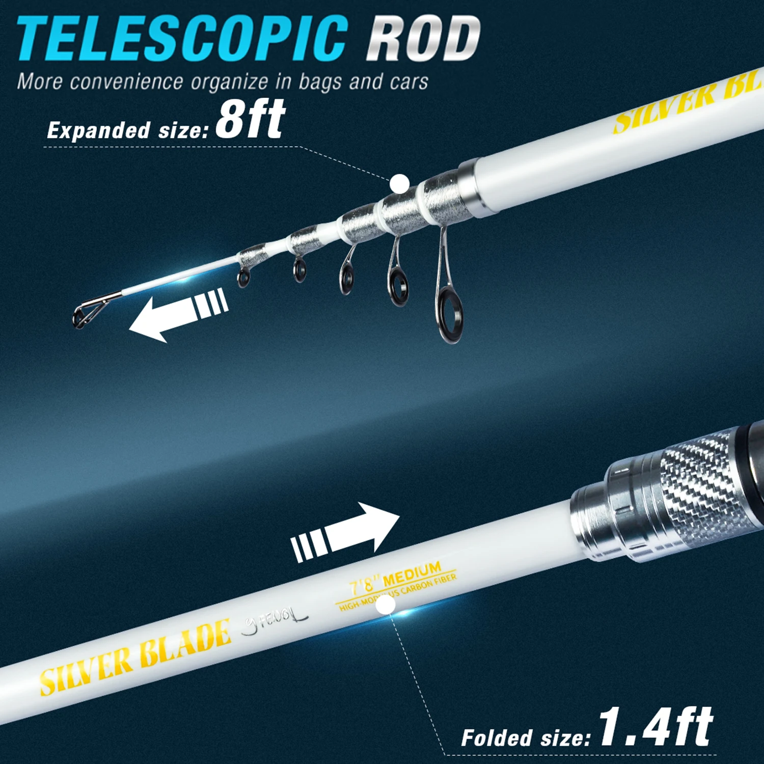 boy fishing pole Kilitn Kids Rod, 1.5M 61Inch 4.92Ft Portable Telescopic Fishing and Reel Combos and String with Fishing Line Full Kits, Youth Fishing tangle clips hold the Model:SLX 151HG PENN REELS 50 SW Inner Diameter - 8mm