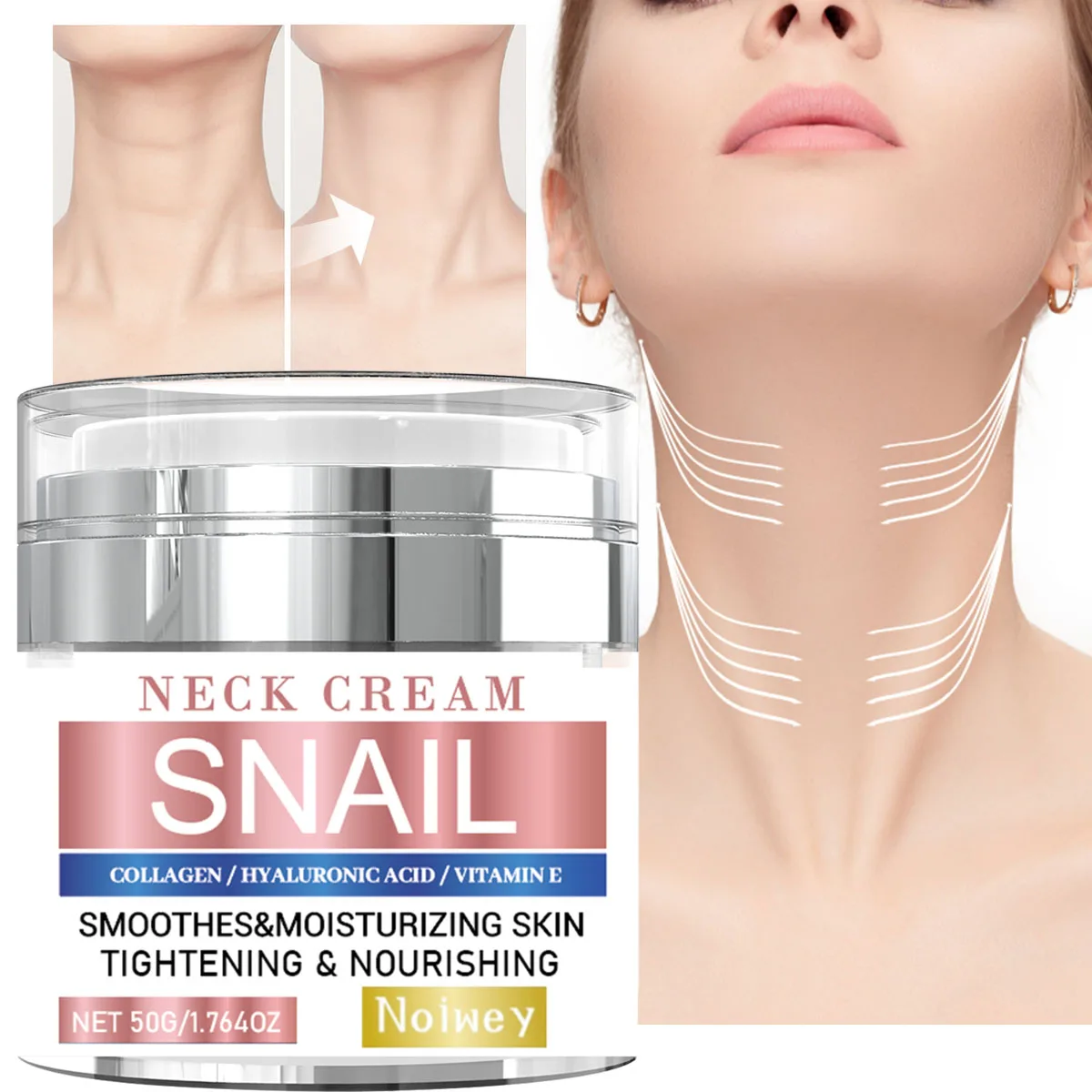 

NOIWEY Snail Cream Neck Firming Cream Anti Aging Tightening Lifting Anti Wrinkles Face Moisturizer for Neck Double Chin Reducer