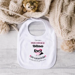 Spain Mother's Day Baby Bib Letter Print Toddler Burp Cloth White Cotton Feeding Bibs Boy Girl Mothers Day Present To Baby