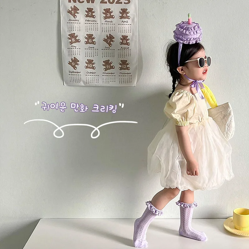 Baby Socks Fancy Lace Girls Solid Cotton Socks Spring Summer Candy Color Thin Mesh Socks Princess Style