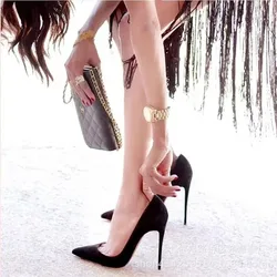 Women's Shoes Concise Flock High Heels Women Pumps Pointed Toe Classic Red Gray Ladies Wedding Shoes Office Big Size 34-43
