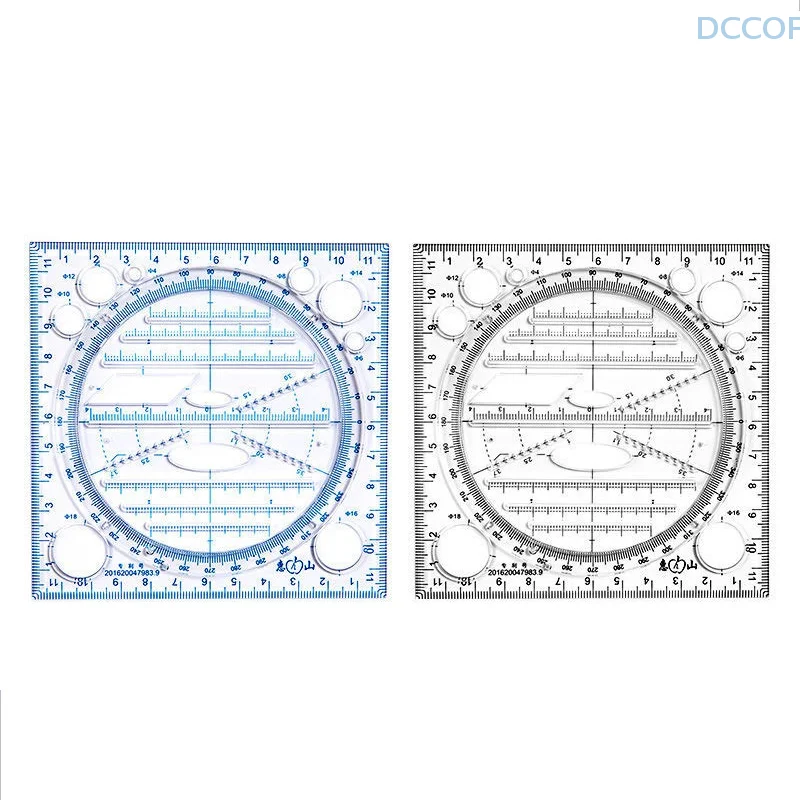 Multifunction Rotatable Drawing Template Art Design Construction Architect Stereo Geometry Circle Drafting Measuring Scale Ruler