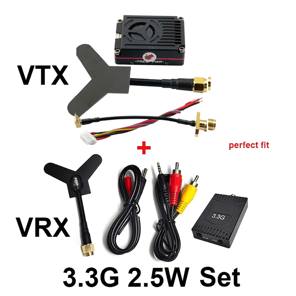 Sologood Long Range 3.3GHz 3W FPV Video Transmitter VTX 8CH 4000mW 3.3G VRX Receiver Kit for FPV RC Racing Drone Goggles