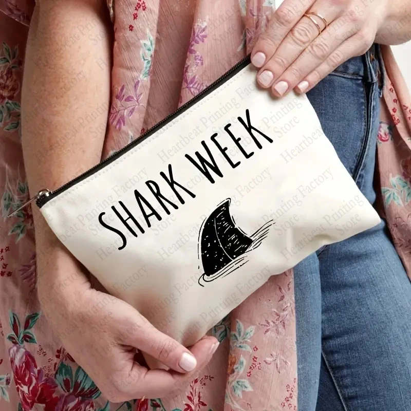 Shark Gifts for Women Makeup Bag Shark-Week Cosmetic Bag Gift for Shark Lover Birthday Friends Bags Pencil Case Women Purse