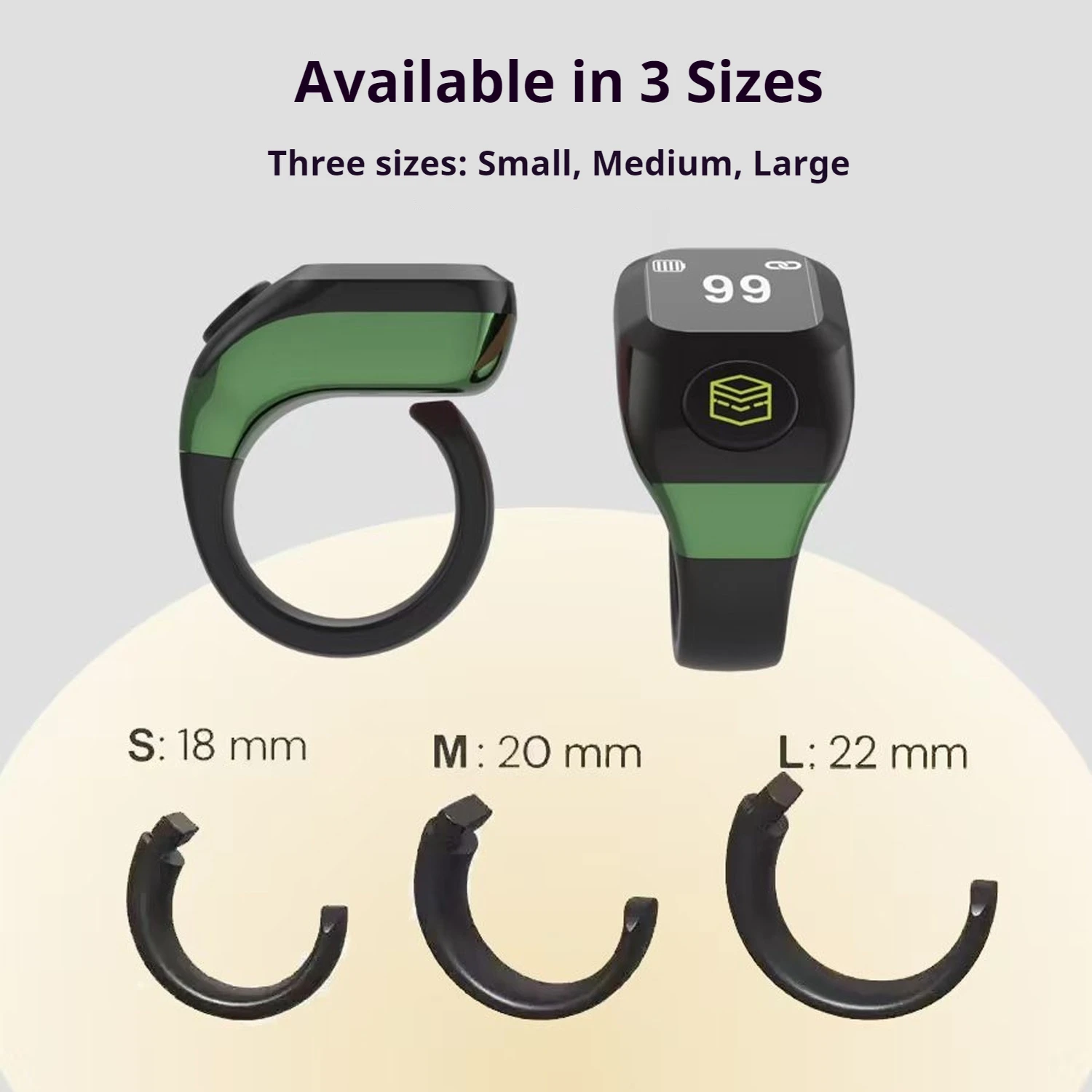 OLED BT Ring Counter APP Control 99999 Count Vibration Reminder Adjustable 18/20/22mm Ring Replaceable Rechargeable Ring Counter