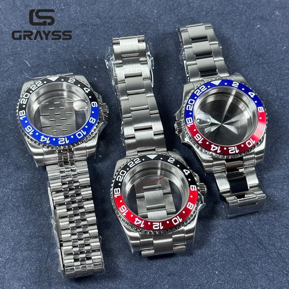 Diver Watch Case Fit for Sub Polish Oyster Band Mod NH34 NH35 NH36 NH70 NH72 20bar Red Blue Bezel 120 Clicks Sliding Buckle