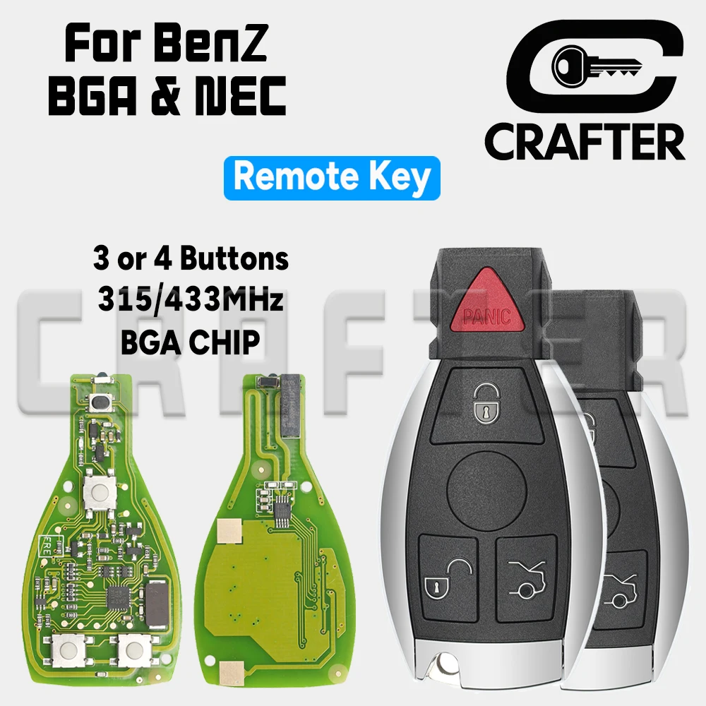 

Ключ Crafters Mercedes Benz 315/433 МГц BGA и NEC CHIP Дистанционный ключ от автомобиля для W203 W204 W205 W210 W211 W212 W221 A B C E S Class FBS3