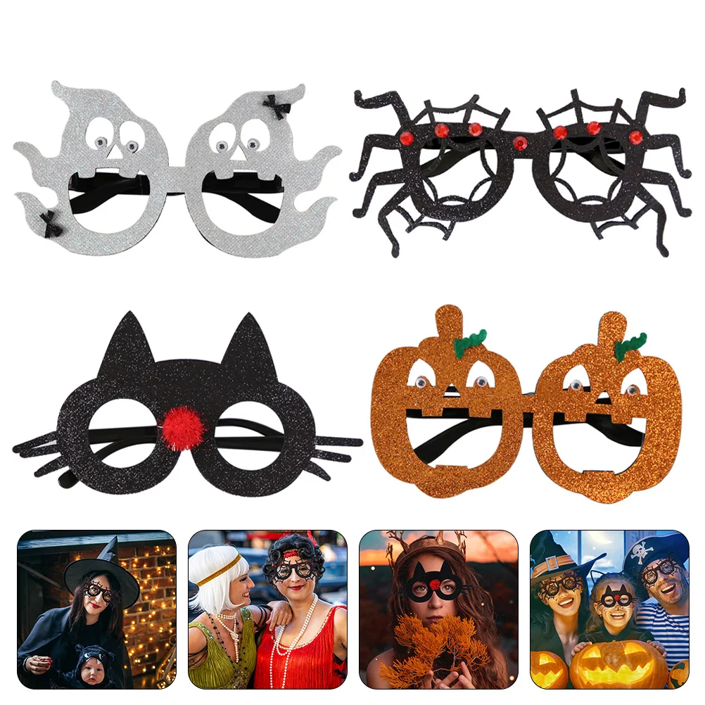 4 Buah Kacamata Dekoratif Halloween Kacamata Pesta Baru Aksesori Kostum Lucu Alat Peraga Meriah Mainan Kreatif