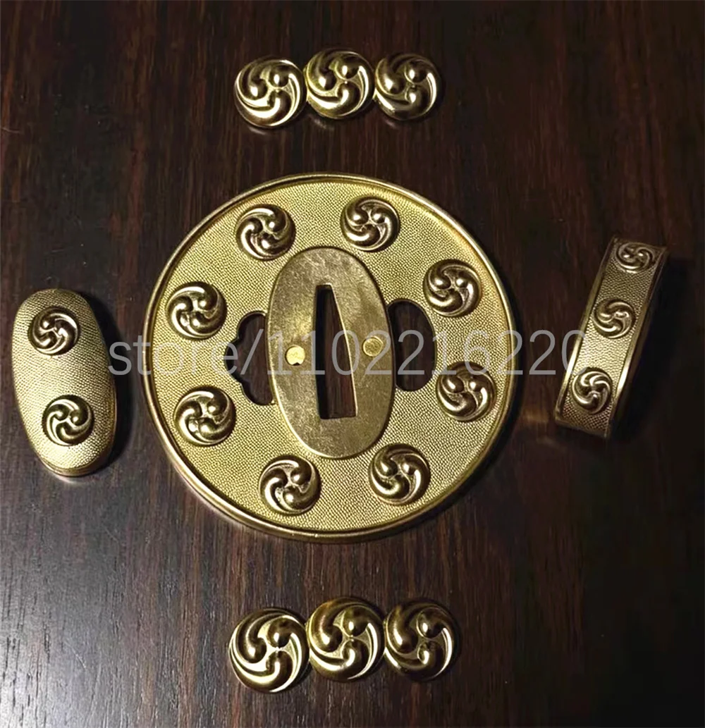 Unique Brass Tsuba Handguard Guard Copper Fuchi Kashira Menuki For Real Japanese Tachi Samurai Katana Sword Fittings