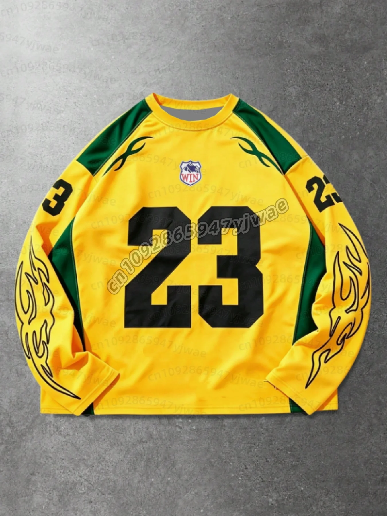2026 Men Y2K Long Sleeve T‑Shirt Number 23 Flame Graphic Print Patchwork Jersey Hip Hop Men's Sweatshirt Men Sports Hoodies
