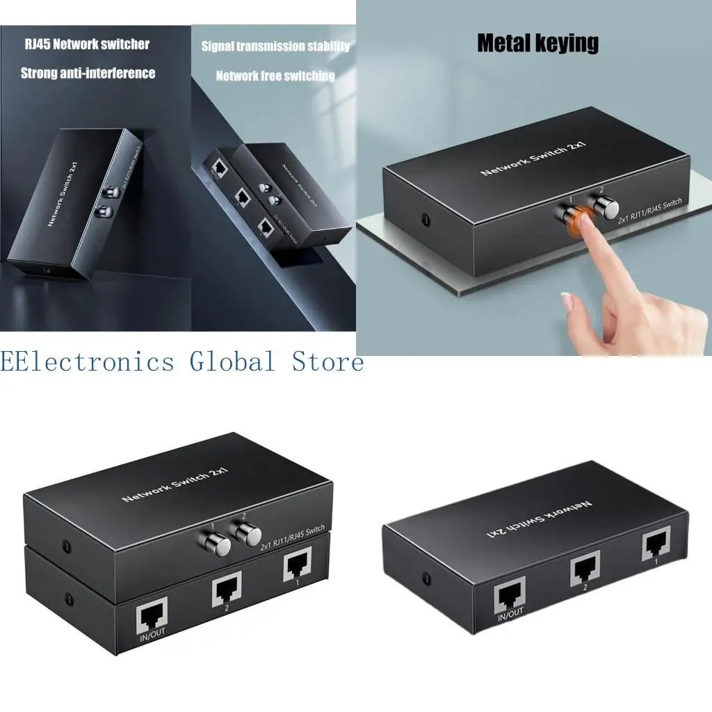 462B 2 in 1 Out or 1 in 2 Out RJ45 Networking Switching Ethernet 2 Way Port Share Adapter RJ45 Networking Splitter For Laptop