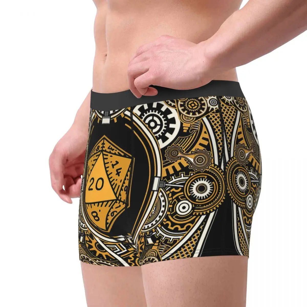 DnD Game STEAMPUNK GEAR D20 DICE, Underpants Cotton Panties Man Underwear Comfortable Shorts Boxer Briefs