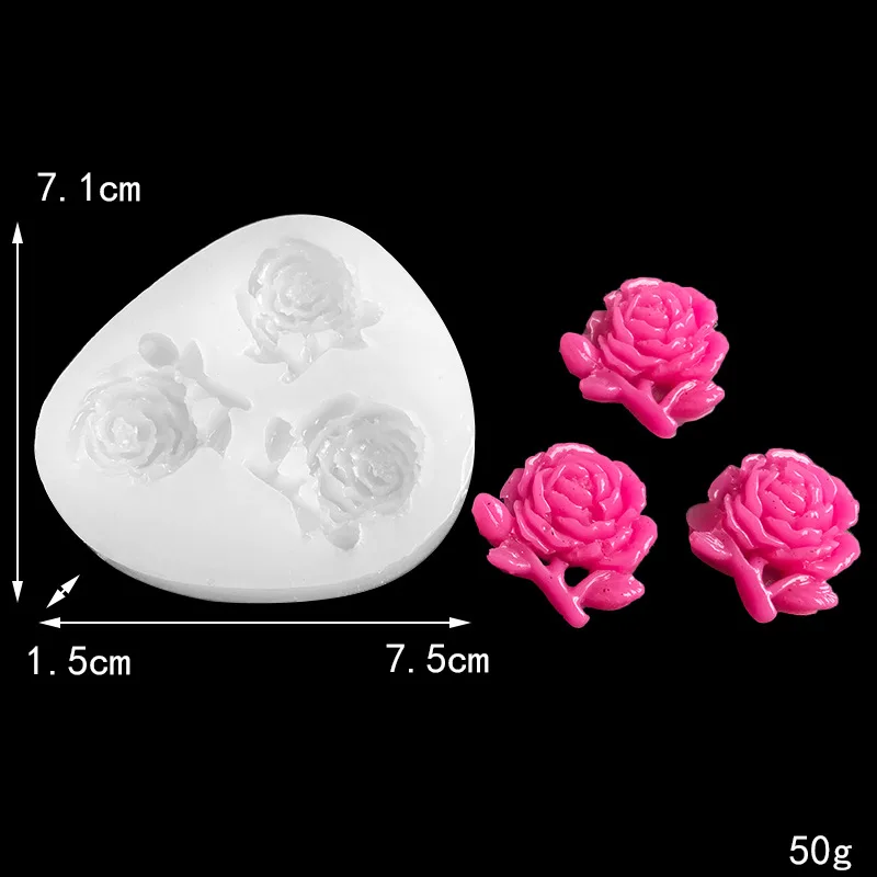 Crystal drop glue three-dimensional mold 3D rose tulip small wreath decoration mold DIY silicone jewelry decoration mold