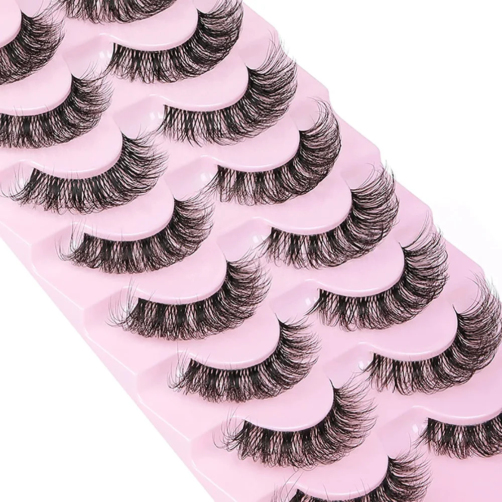 Super Fofo Faux Mink Cílios, cílios Wispy, Cat Eye Effect, cílios dramáticos, cílios Extensão Maquiagem, 6D, 10 pares