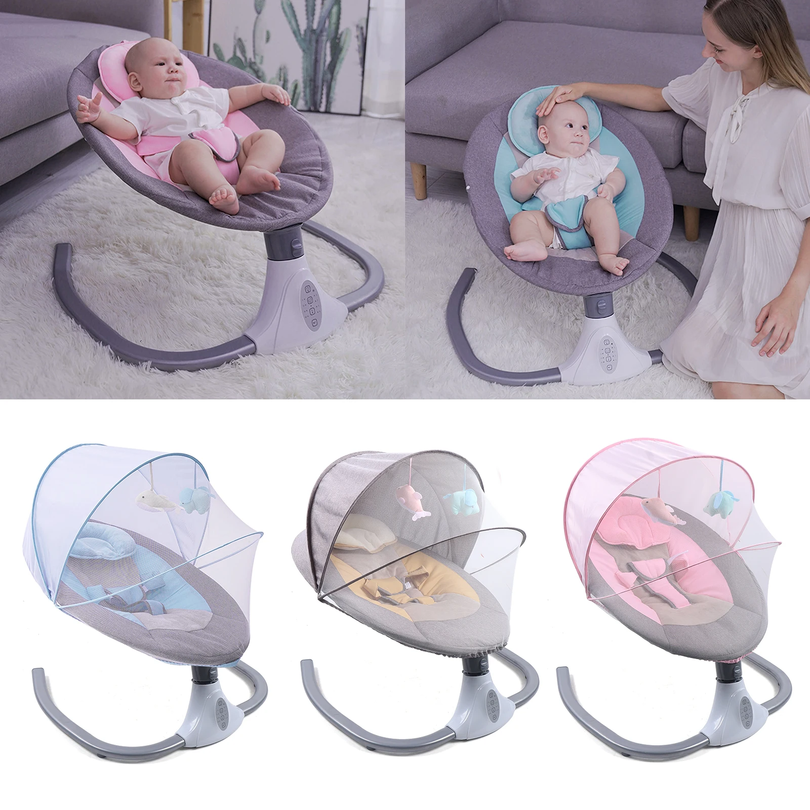 Automatische Elektrische Baby Uitsmijter Schommel Stoel Cradle Rocker Seat Springkussen Met Muziek En Speelgoed Voor 0-12 Maanden 3-12Kg