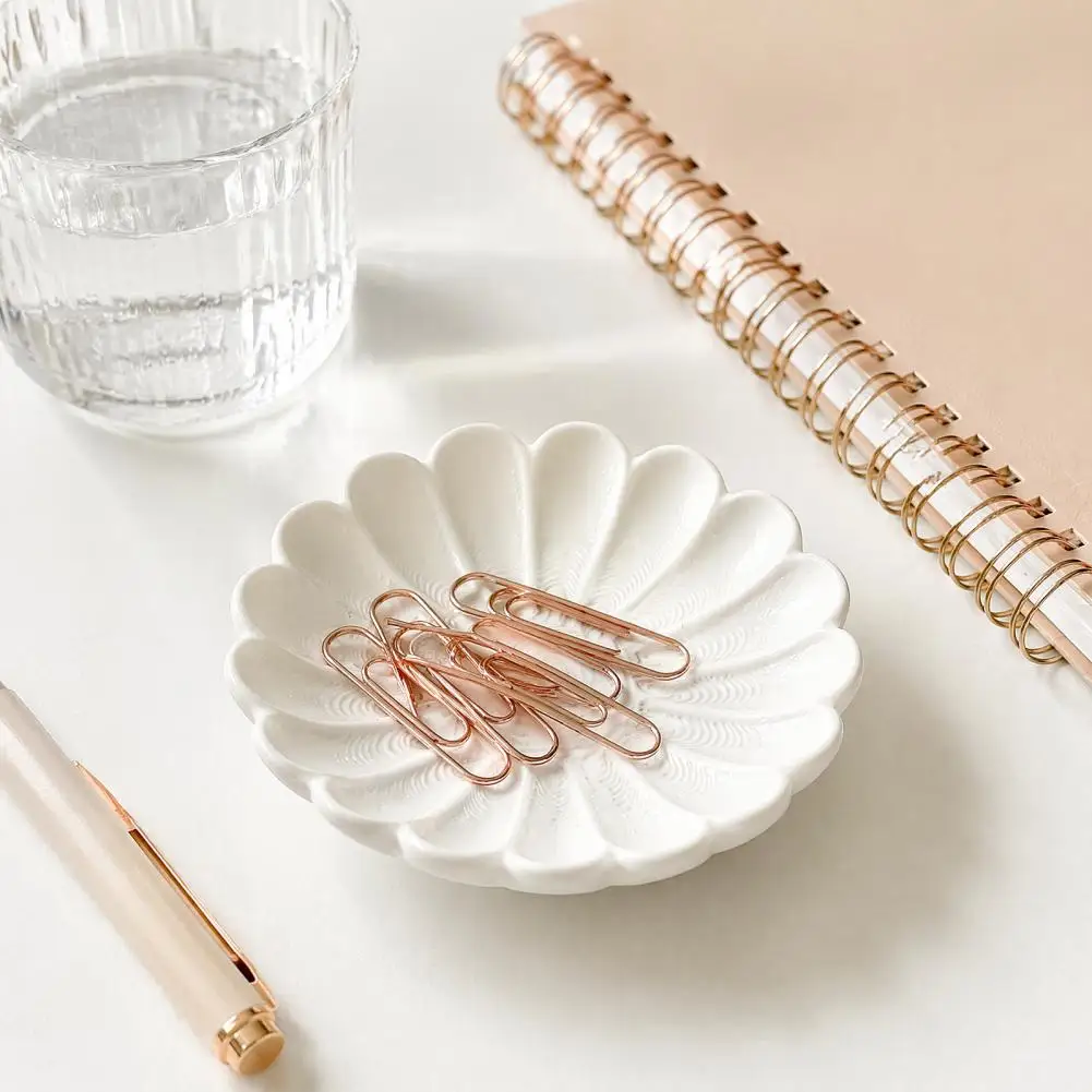 Decorative Jewelry Tray White Storage Dish for Rings 3d Printed Flower Jewelry Tray for Rings Necklaces Decorative for Vanity