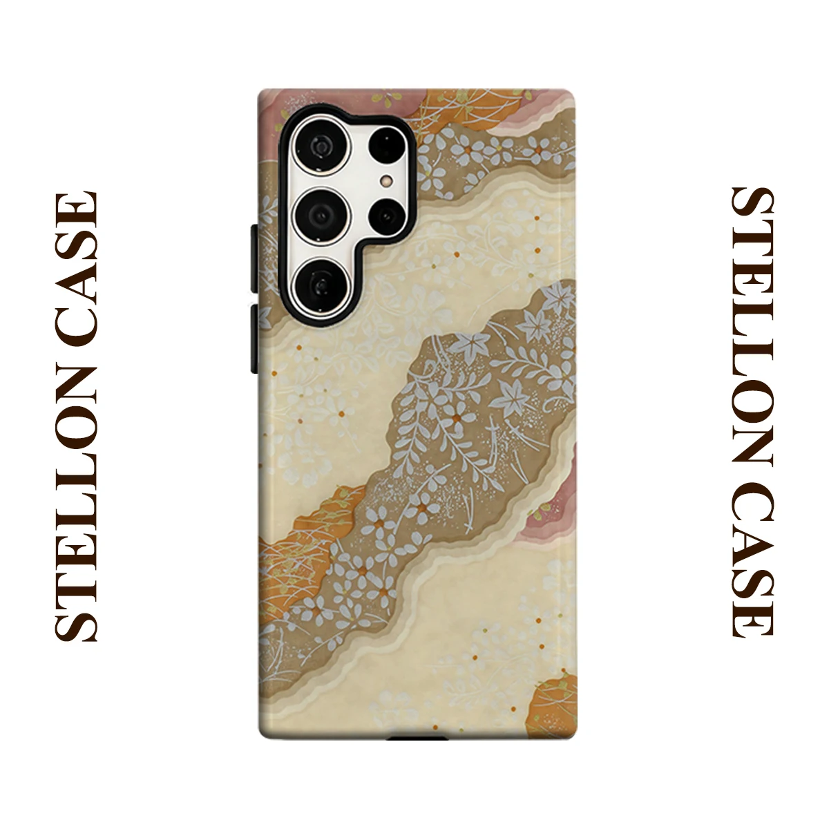 Wave Sakura Glossy Double Layer Shockproof Phone Case For Samsung Galaxy S25 Ultra S24 Plus S23  Ultra Hard Back Cover