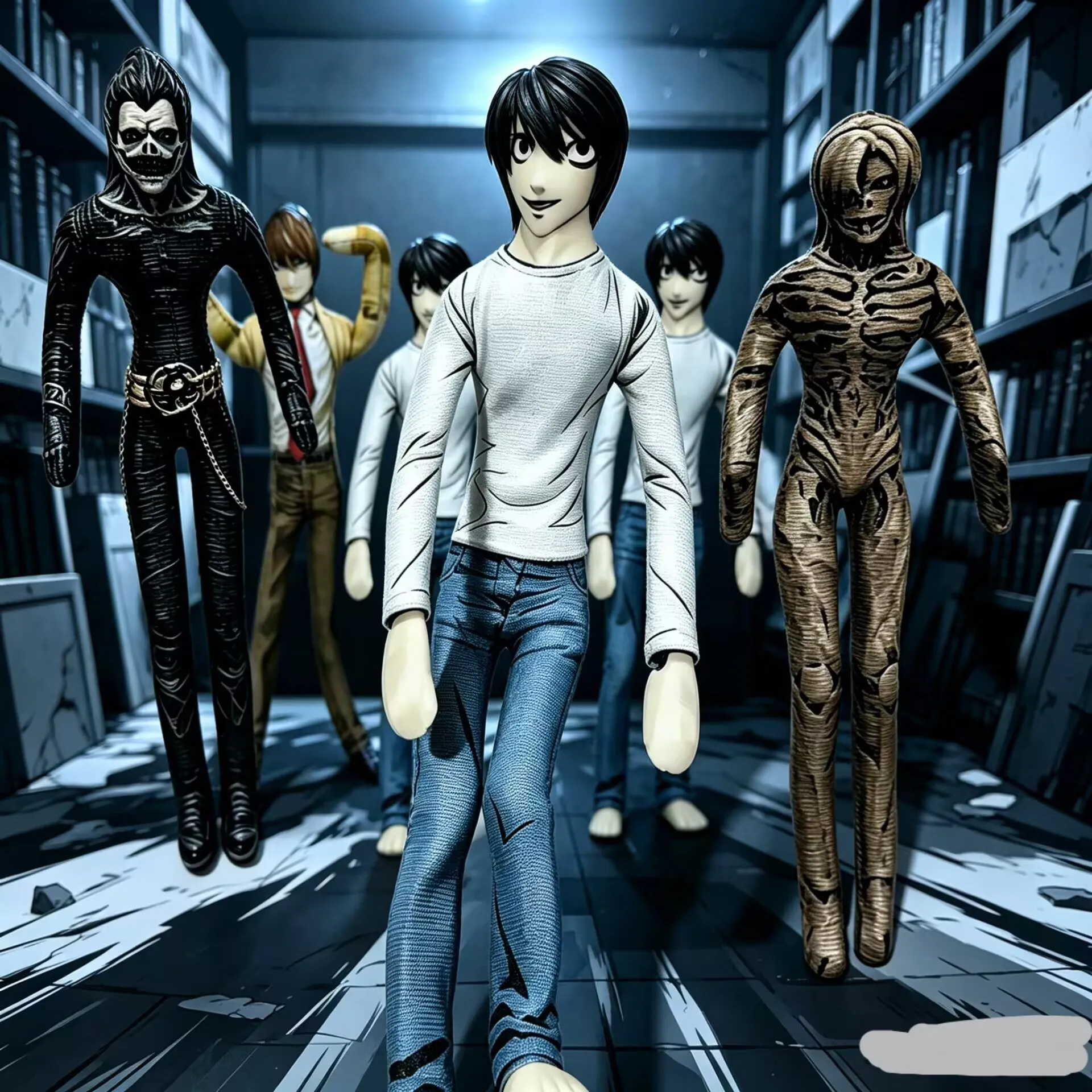 Anime L·Lawliet Figure Yagami Light Cosplay Doll L Plush Stuffed Doll Abstract Model Fashion Room Decoration Toys Halloween Gift