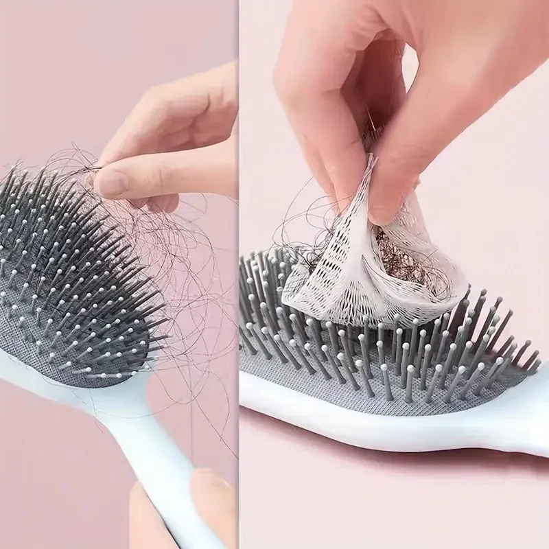 50 pcs Reusable Hair Brush Cleaning Nets, Elastic Mesh for Quick Cleaning of Round, Cylindrical & Normal Combs.