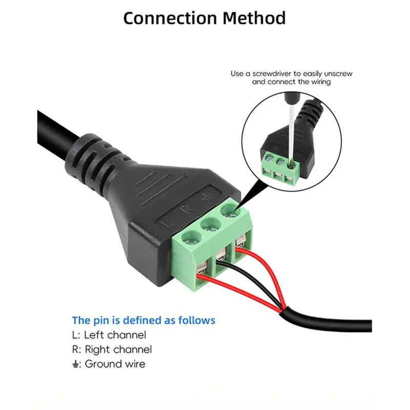 AS95 XLR Male to 3 Pin Terminal Solderless Screw Converter Cable for Studio Microphone Speakers Live Recording, 10 Pack