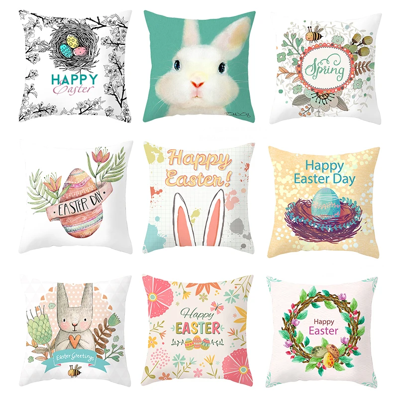 Home Decoration Easter Rabbit Egg Polyester Pillow  Set for 45 cm of car sa decoration  houses funda de almohada