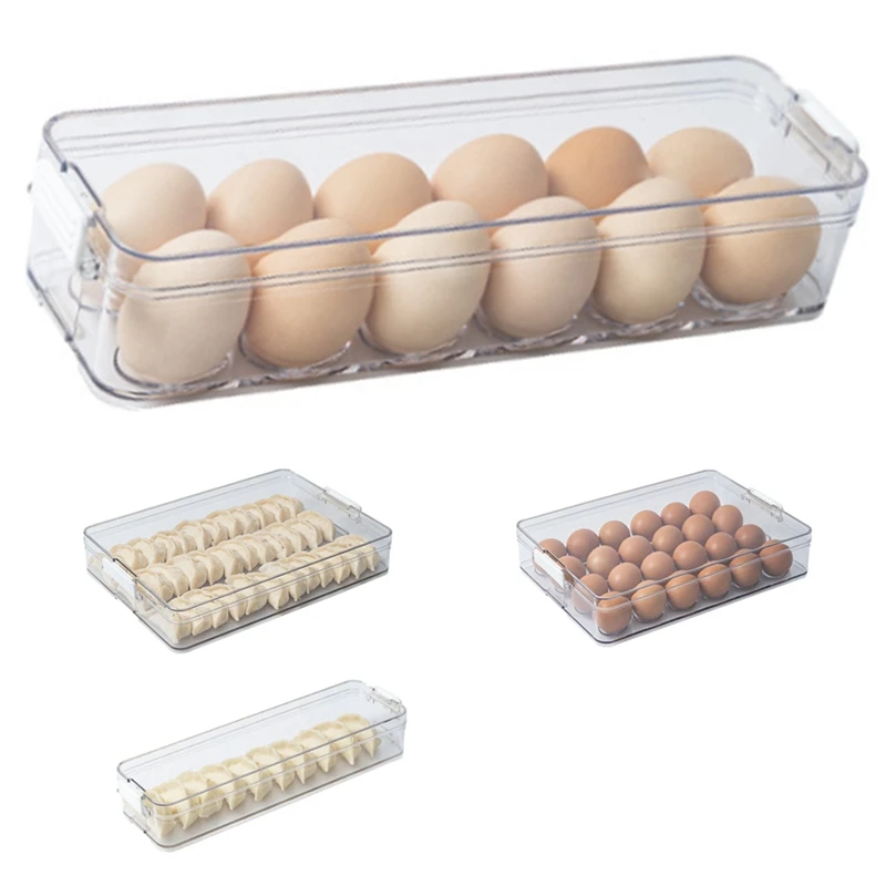 

Kitchen Food Organizer Plastic Dumpling Storage Box Transparent Refrigerator Food Container Food Storage Box Egg Box