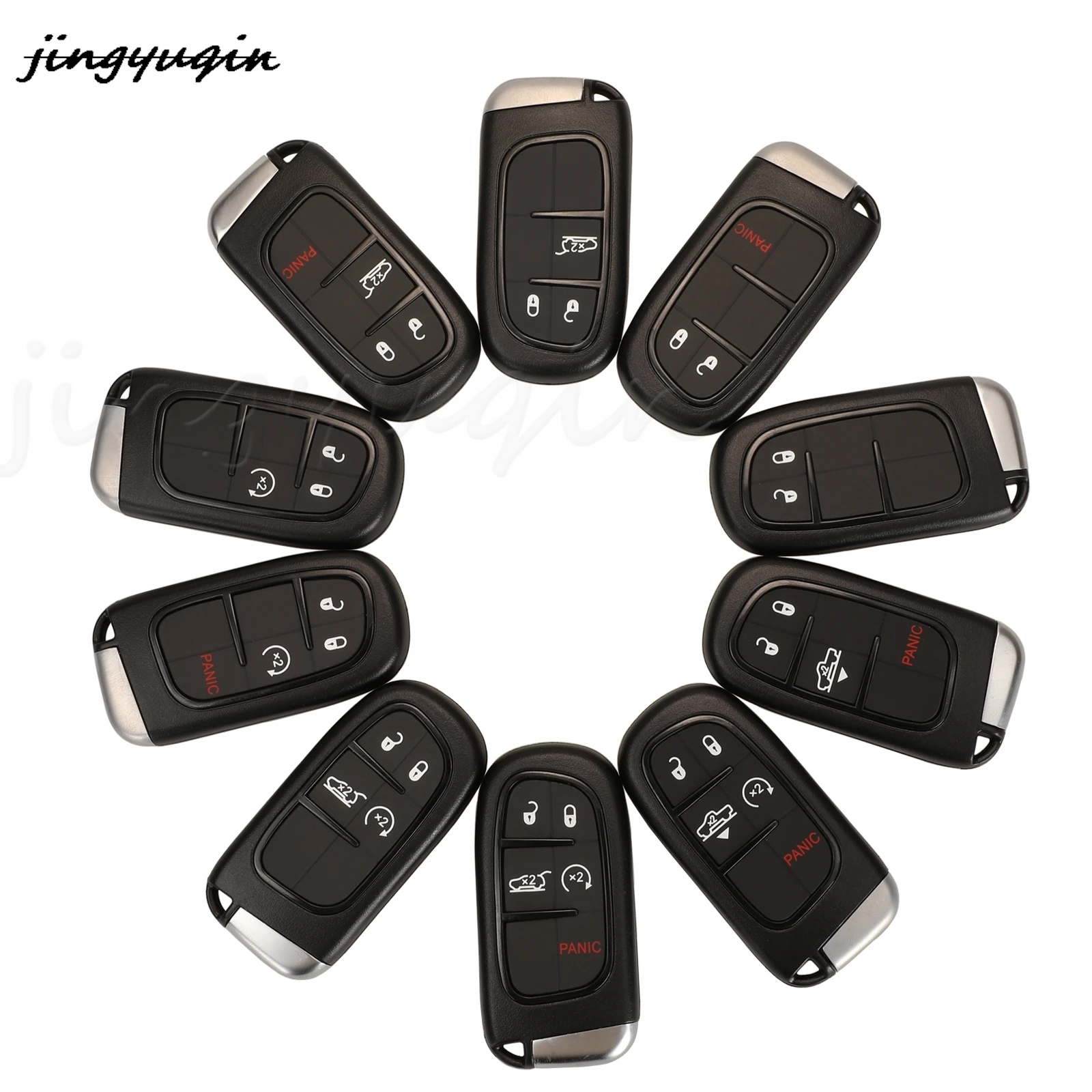 

jingyuqin 10pcs Remote Car Key Shell For Jeep Grand Cherokee Chrysler 300C Dodge Ram 1500 Journey Dart Challenger Durango