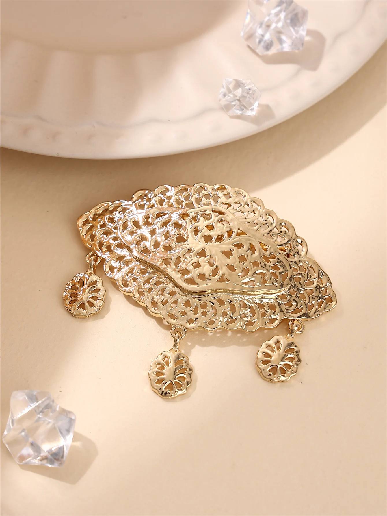 Moroccan Women's Brooch Multi-Wear Hollow Design Fashionable Pin Bridal Wedding Party Corsage Festival Accessory