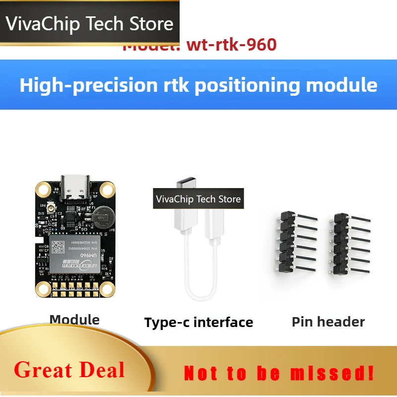 VivaCTWTRTK-960 Module UM960 Development Board BDS/GPS/GLONASS/Galileo/QZSS High-Precision Centimeter-Level Differential RTK 20H