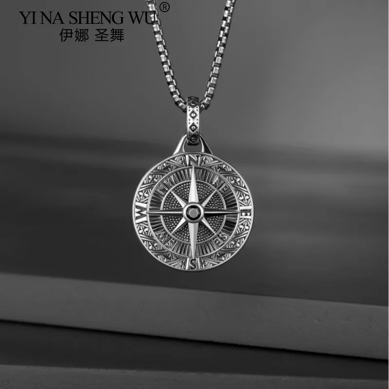 خمر البوصلة مؤشر قلادة الصيف الرجال الهيب هوب سترة طويلة سلسلة إكسسوارات عقد هدية عيد #6