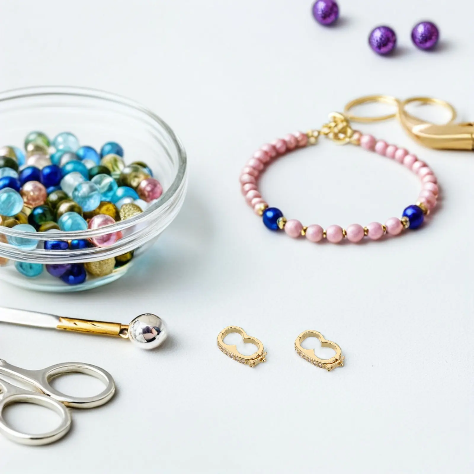 6Pcs Jewelry Clasps Rhinestone Metal Charms Necklace Chain Shortener Enhancer Replacement Bail Clasp Secure Bracelet Fastener