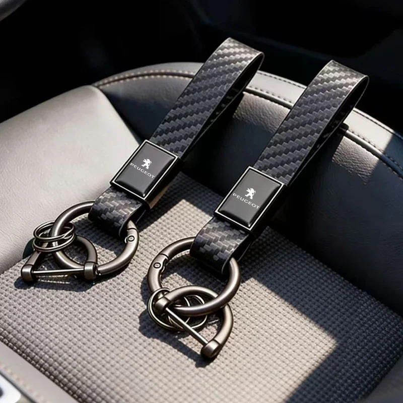 Car Carbon Fiber Style Keychain Microfiber Leather Key Chain For Peugeot 5008 4008 208 3008 308 2008 207 307 508 406 407 206 408