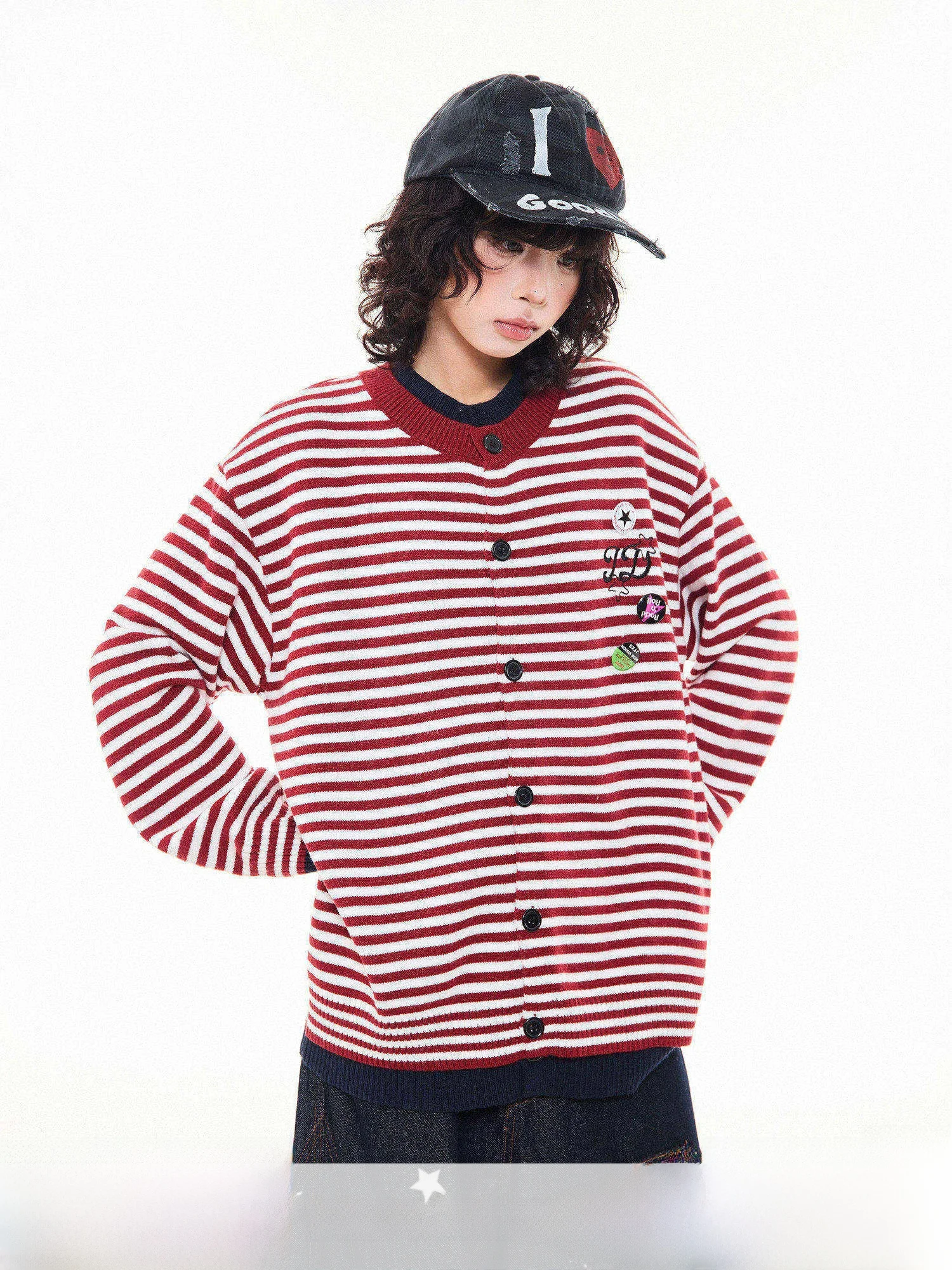 

Женский вязаный свитер MKGO в американском ретро-стиле с полосками, имитация двухслойности, свободный крой, базовый слой, осень-зима, новинка, повседневный стиль