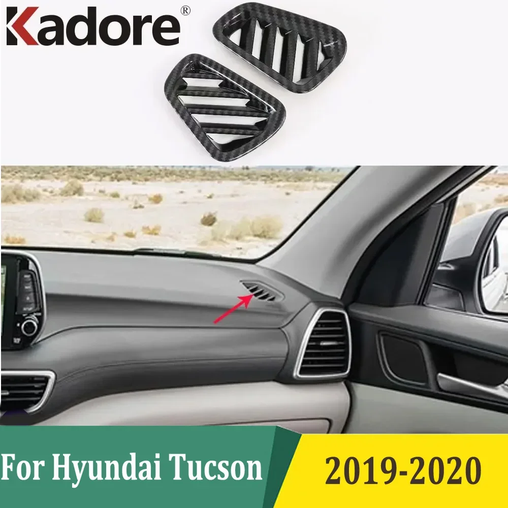 

Для Hyundai Tucson 2019 2020, передняя крышка для вентиляционного отверстия, накладка, Стайлинг автомобиля, аксессуары для интерьера, ABS, углеродное волокно
