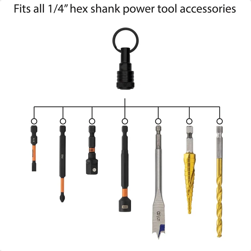 

M11K-18PCS Bit Holders Keychain, 1/4 Inch Hex Shank Bit Holders, Quick-Change Design For Nut Driver, Screwdriver & Drill Bits
