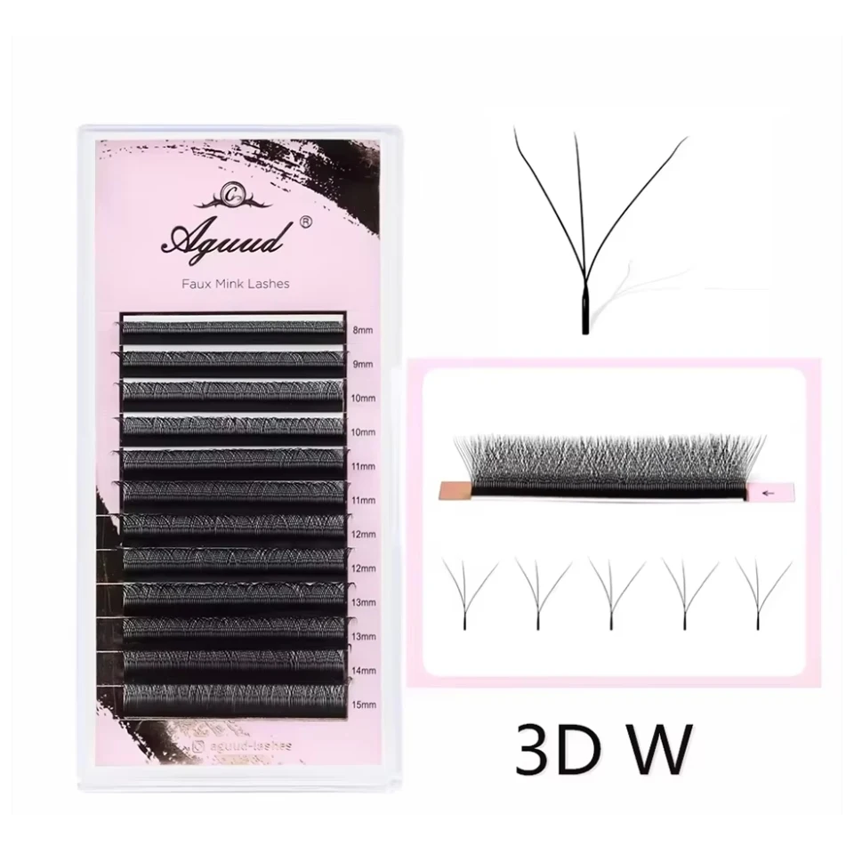 NEU Braune 3D Fairy W-förmige Wimpernverlängerung Wispy 3D Spike Lashes Premium Vorgefertigte Bloom Fan 2D 4D 5DW Clover Lashes Handgewebt – Detail 12