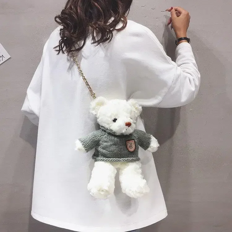 

Cute Little Bear Plush Bag for Women 2023 New lolita Girl Doll Lorita Plush One Shoulder Crossbody Bag