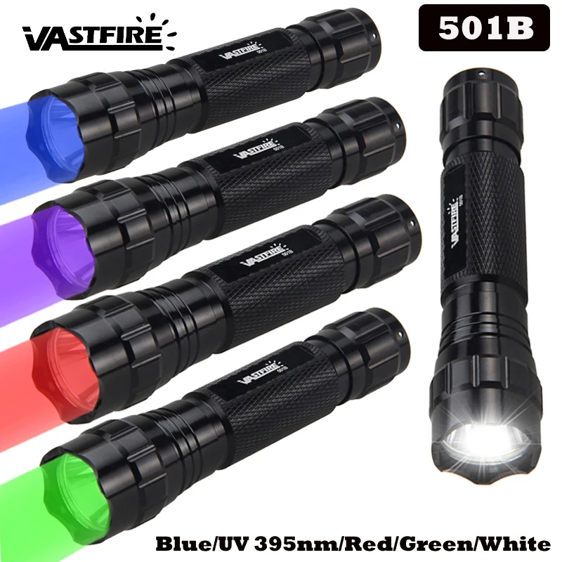 caca lanterna vermelho verde branco azul roxo uv 395nm tocha scout light rifle pistola lanterna lanterna lampada 501b 01