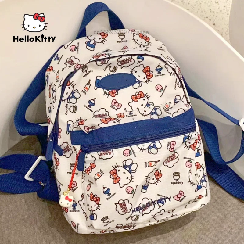 Sanrio Hello Kitty Trendy Cartoon Backpack for Women\'s Spring Outing Canvas Small Backpack for Traveling Students Handbags