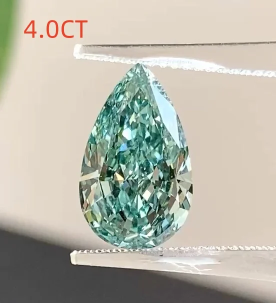 IGI 4.0CT Green Pear Shape LGD Lab Grown Diamond CVD Diamonds Stone Wholesale Fancy Intense Green with igi Certificate