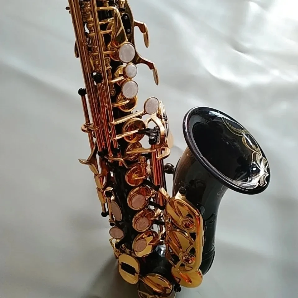 High-end treble small curved pipe saxophone B-flat professional soprano saxophone black nickel gold saxo soprano