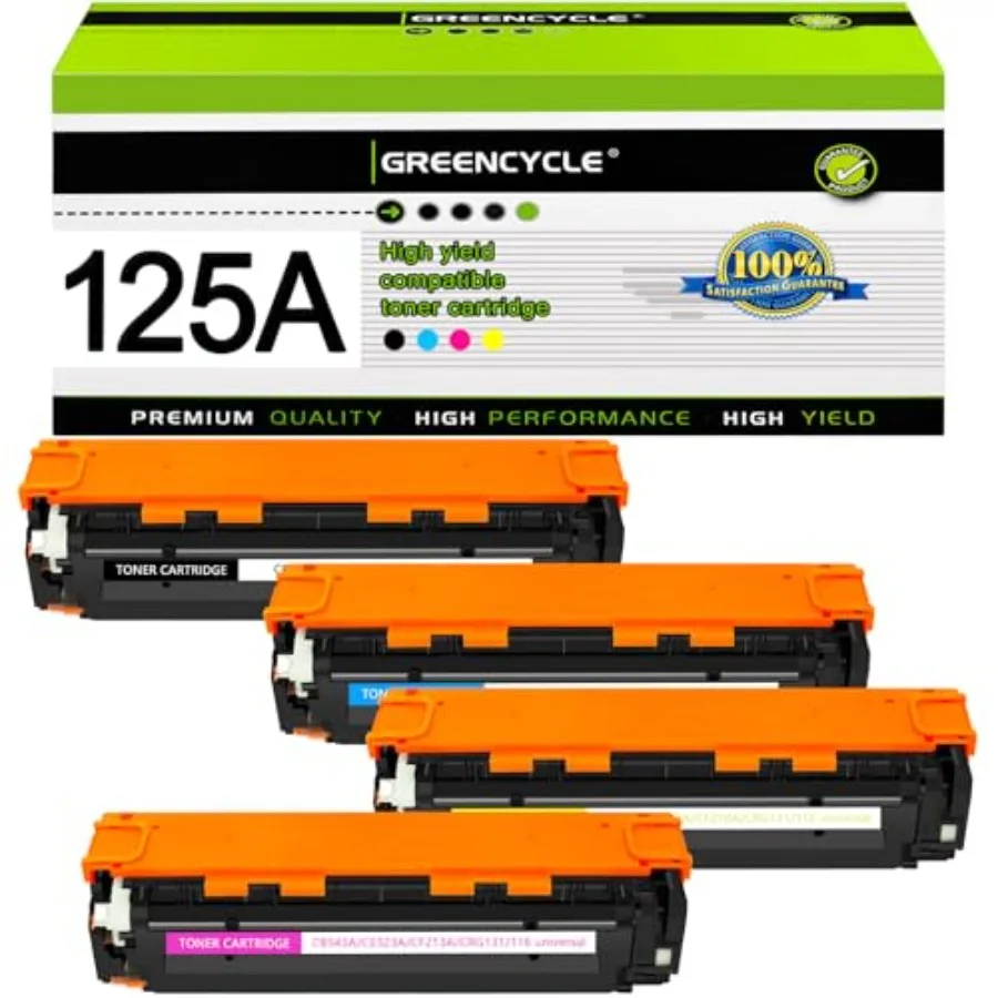 

Совместимый сменный тонер-картридж для HP 125A CB540A CB541A CB542A CB543A, набор из 4 упаковок, совместим с Color CM1312 MFP CP12.