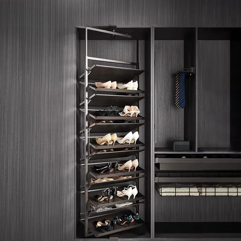 خزانة غرفة النوم، منظم تخزين رف الأحذية الدوار الناعم #6