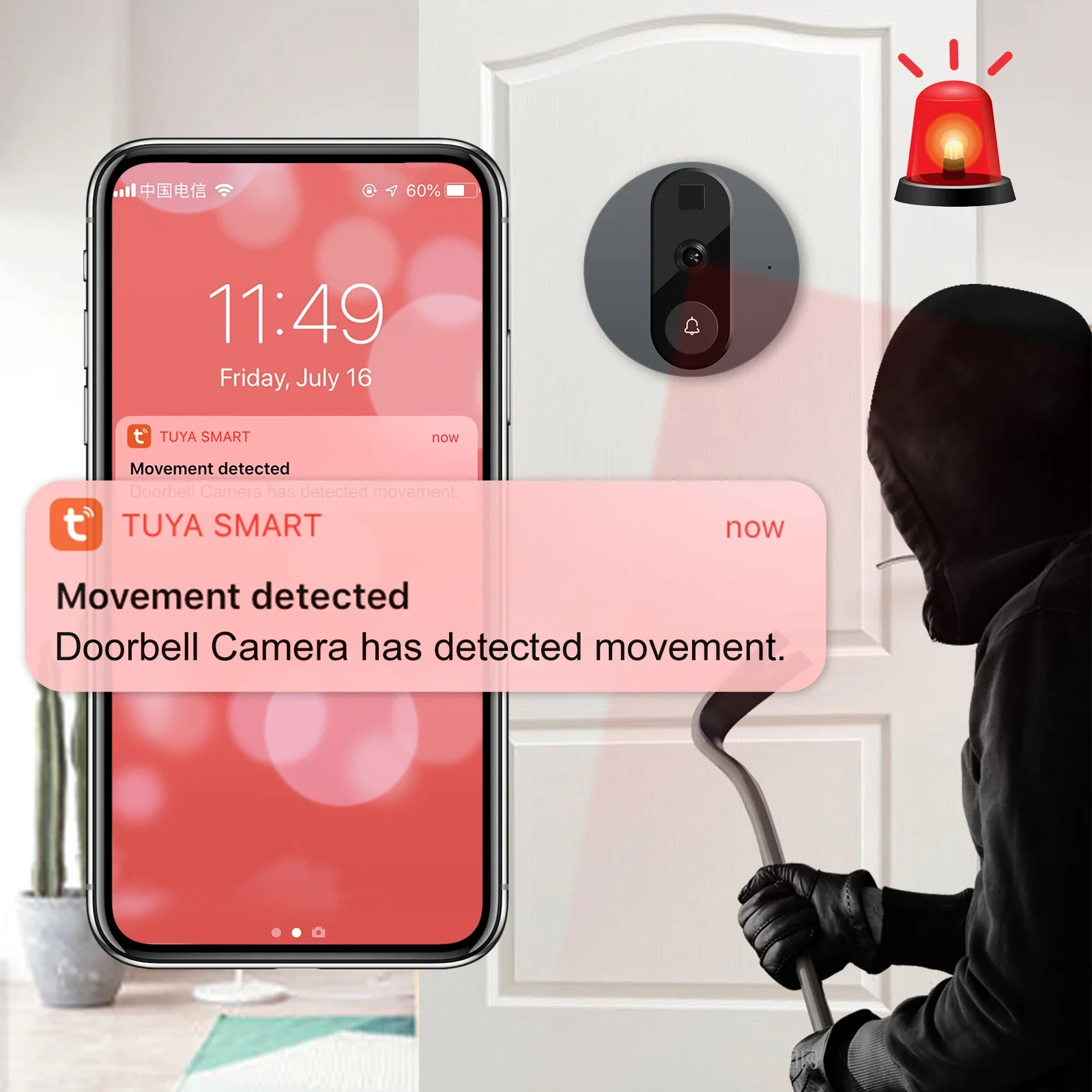 1080P Wifi Videocitofono senza fili Campanello Tuya Smart Home Appartamento Wifi Spioncino visivo Campanello per porte Tuya Video citofono per la casa