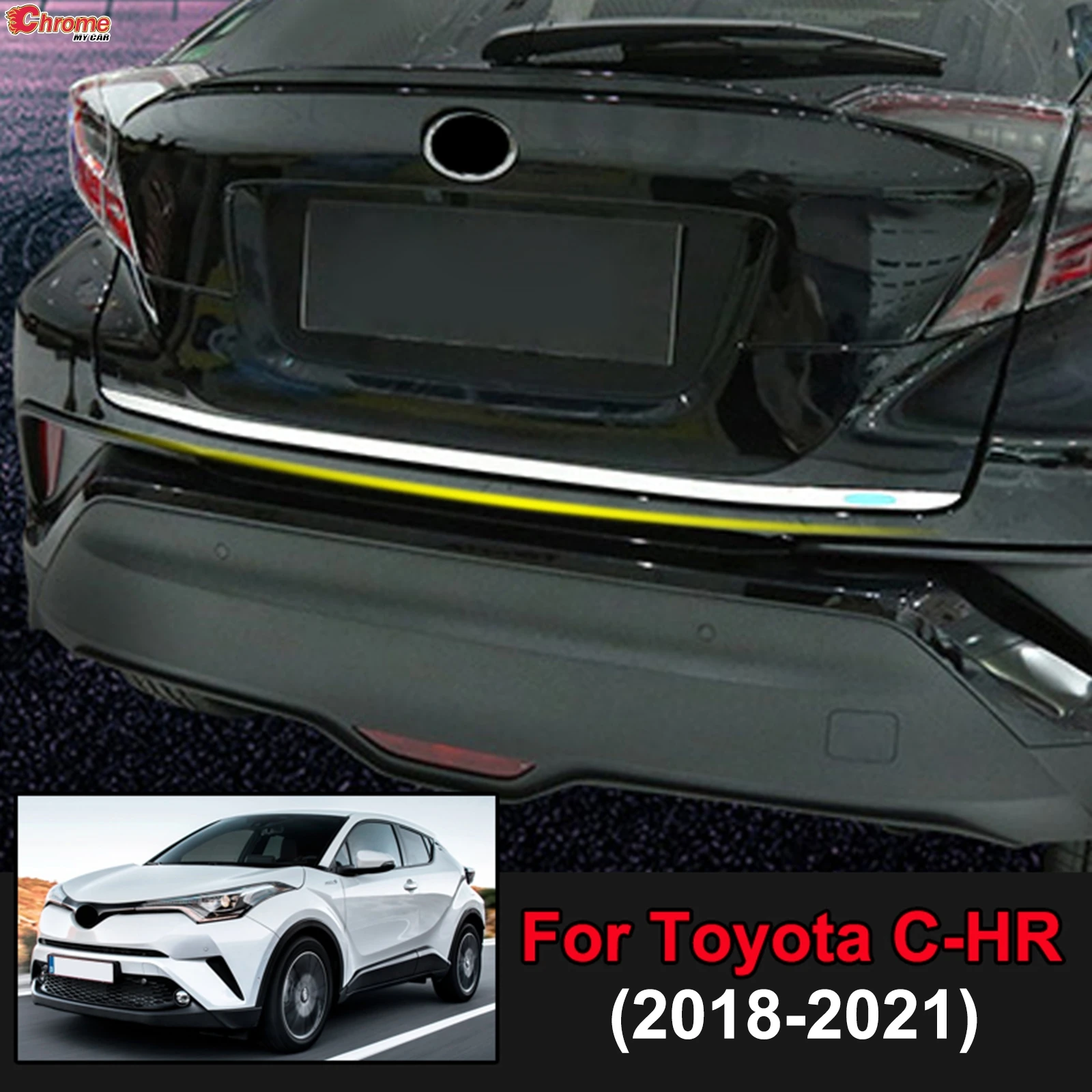 Rear Tailgate Trunk Tailgate Back Door Chrome Trim Cover Stainless Steel Lid Molding For Toyota C-HR CHR 2018 2019 2020 2021