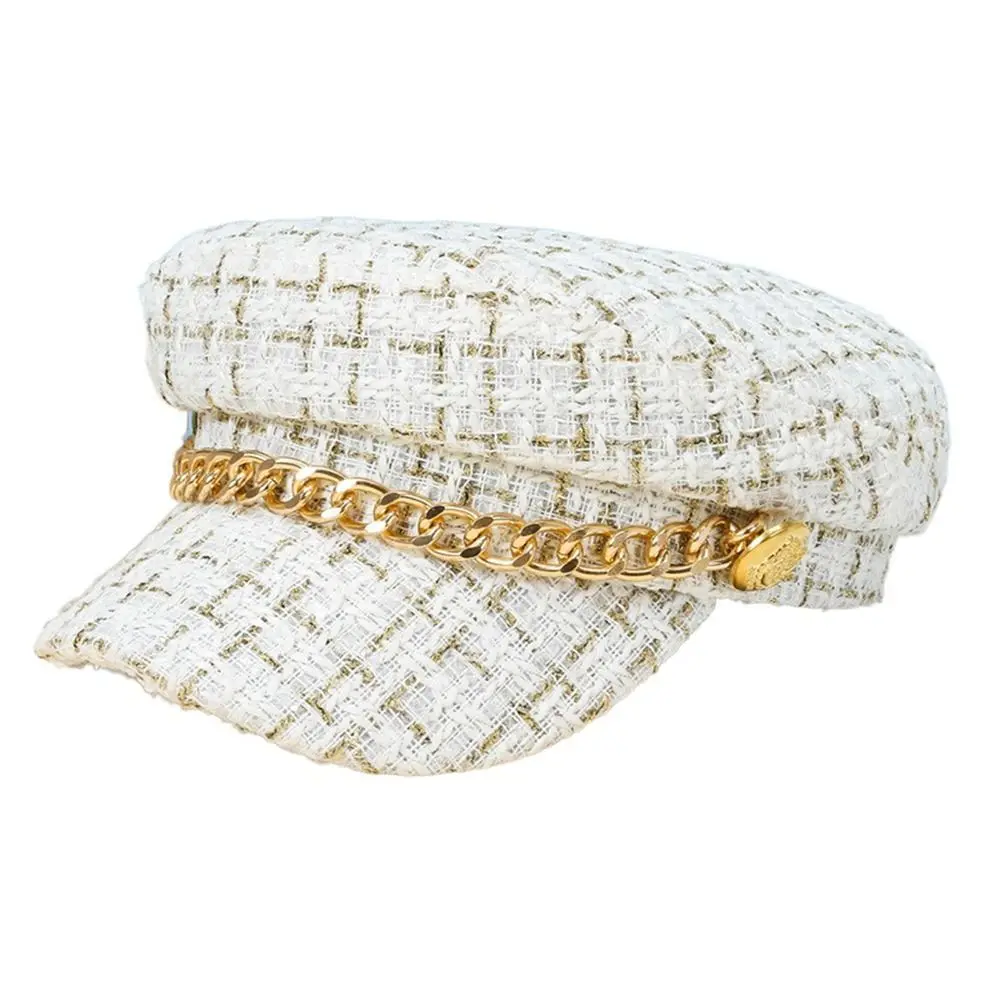 

Elegant Vintage Autumn For Girls For Female Korean Style Keep Warm Painter Hat Women Visors Cap Octagonal Cap Plaid Beret