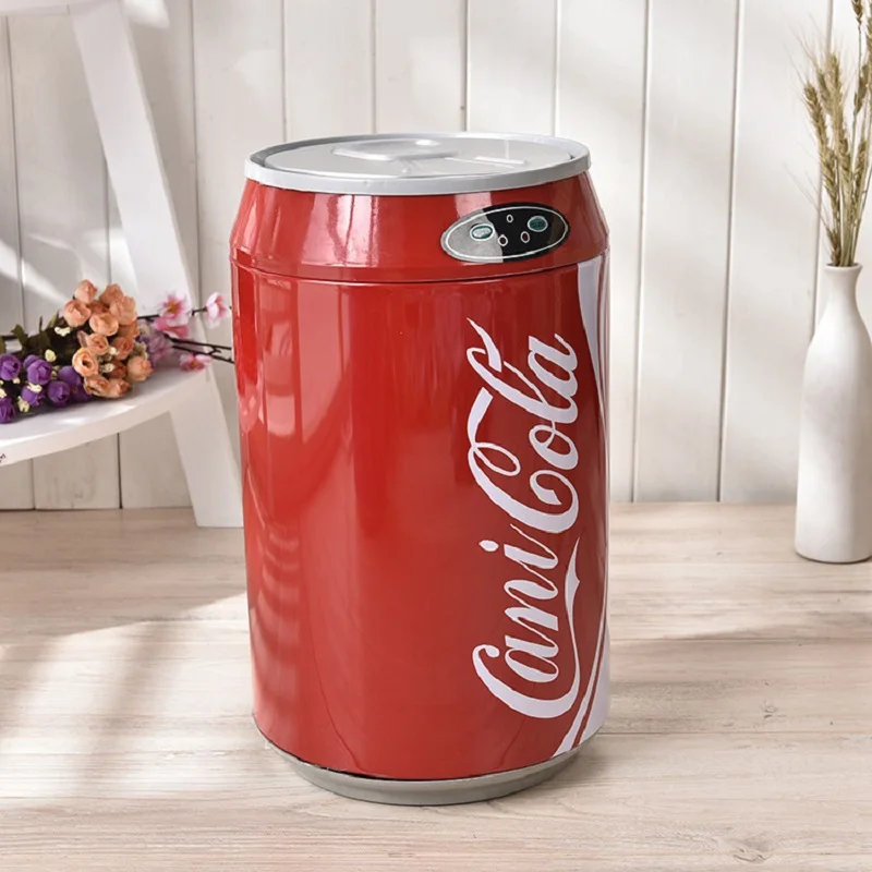 JOYLOVE Stainless Steel Round Cola Cans Fashion Household Living Room Automatic Induction Electronic Smart Trash Can Furnitures