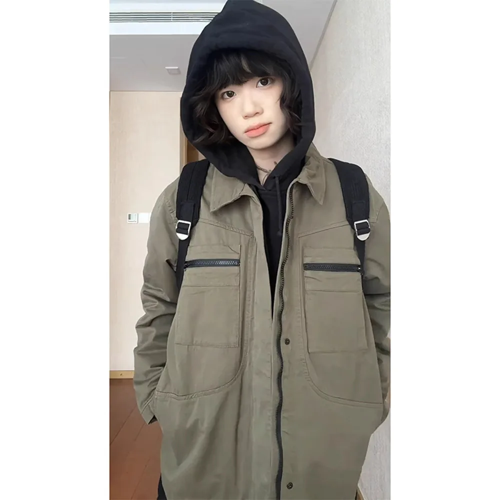 

2026 Spring Autumn New Men's Clean Fit Barn Style Cargo Jacket Vintage Short Bomber Jacket Casual Streetwear Coat